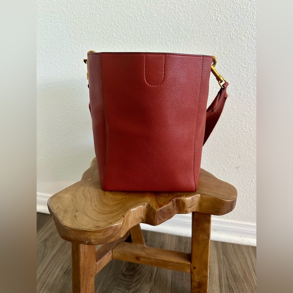 Celine Brick Red Tote with Gold Accents - Picture 6 of 15
